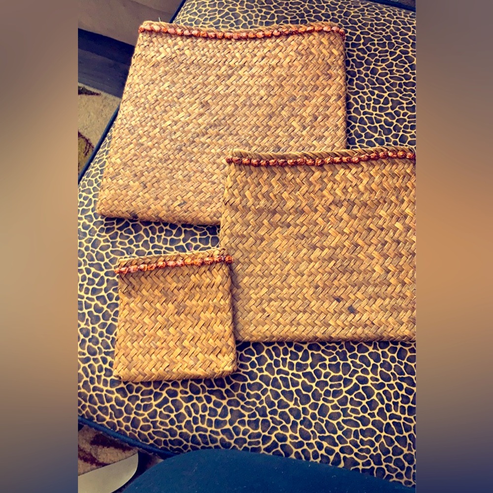 Woven Wicker Clutch Bags. 3 In The Set.